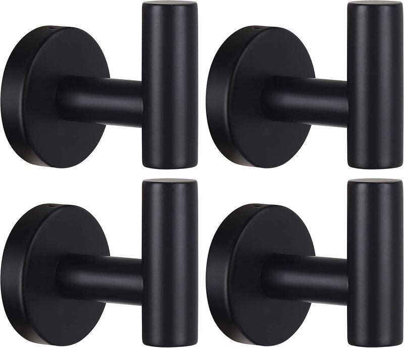Homagic Towel Hooks Bathroom Coat Robe Wall Hook Heavy Duty Door Hanger Towel Robe Clothes Cabinet Closet Sponges Rack for Bathroom Bedroom Kitchen Hotel Pool 4 Packs Black(Drilling Installation) - Image 1